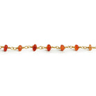 4-5mm Carnelian Rondelle Gold Chain 35 beads - The Bead Traders