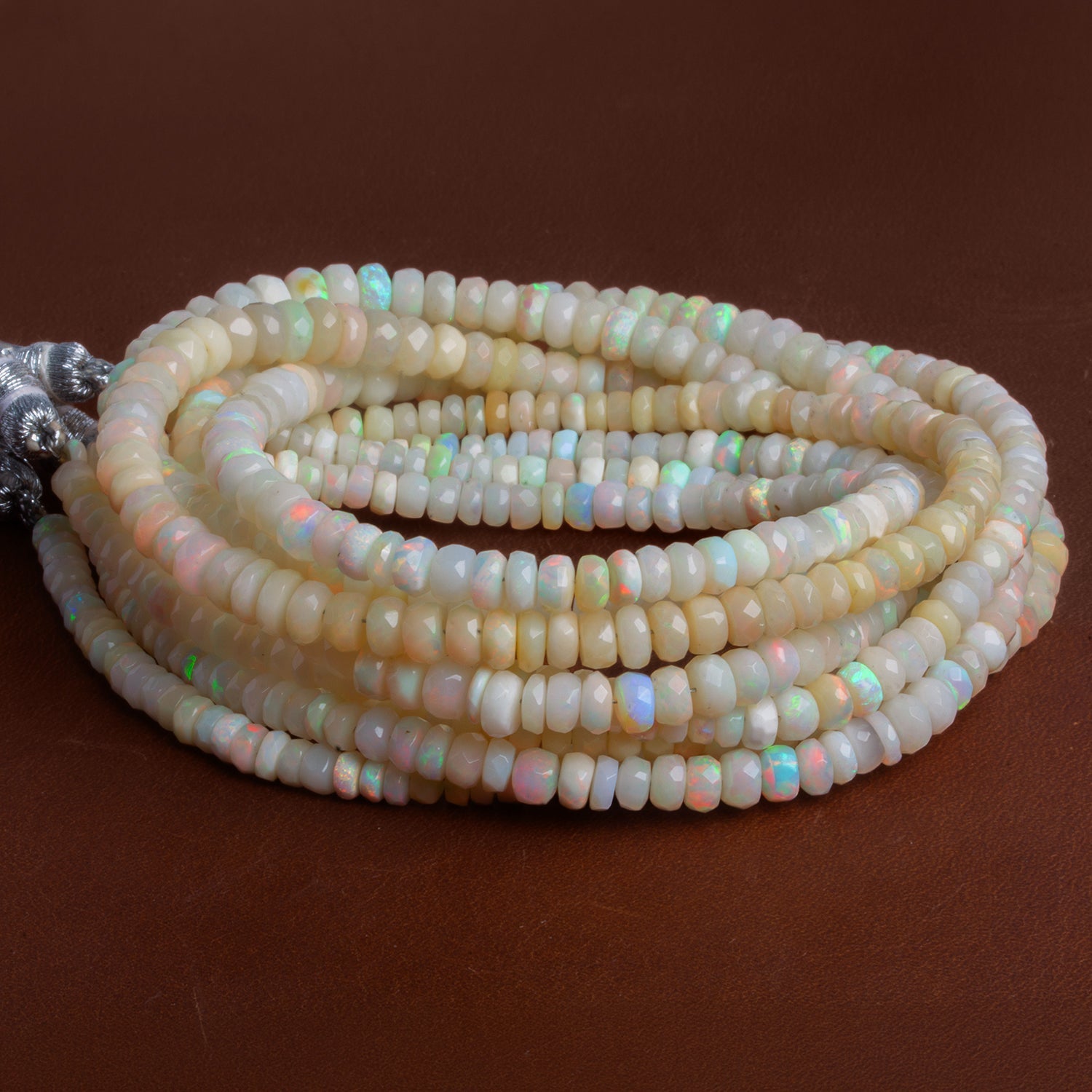 4-5mm Ethiopian Opal Faceted Rondelles 15 inch 160 beads - The Bead Traders