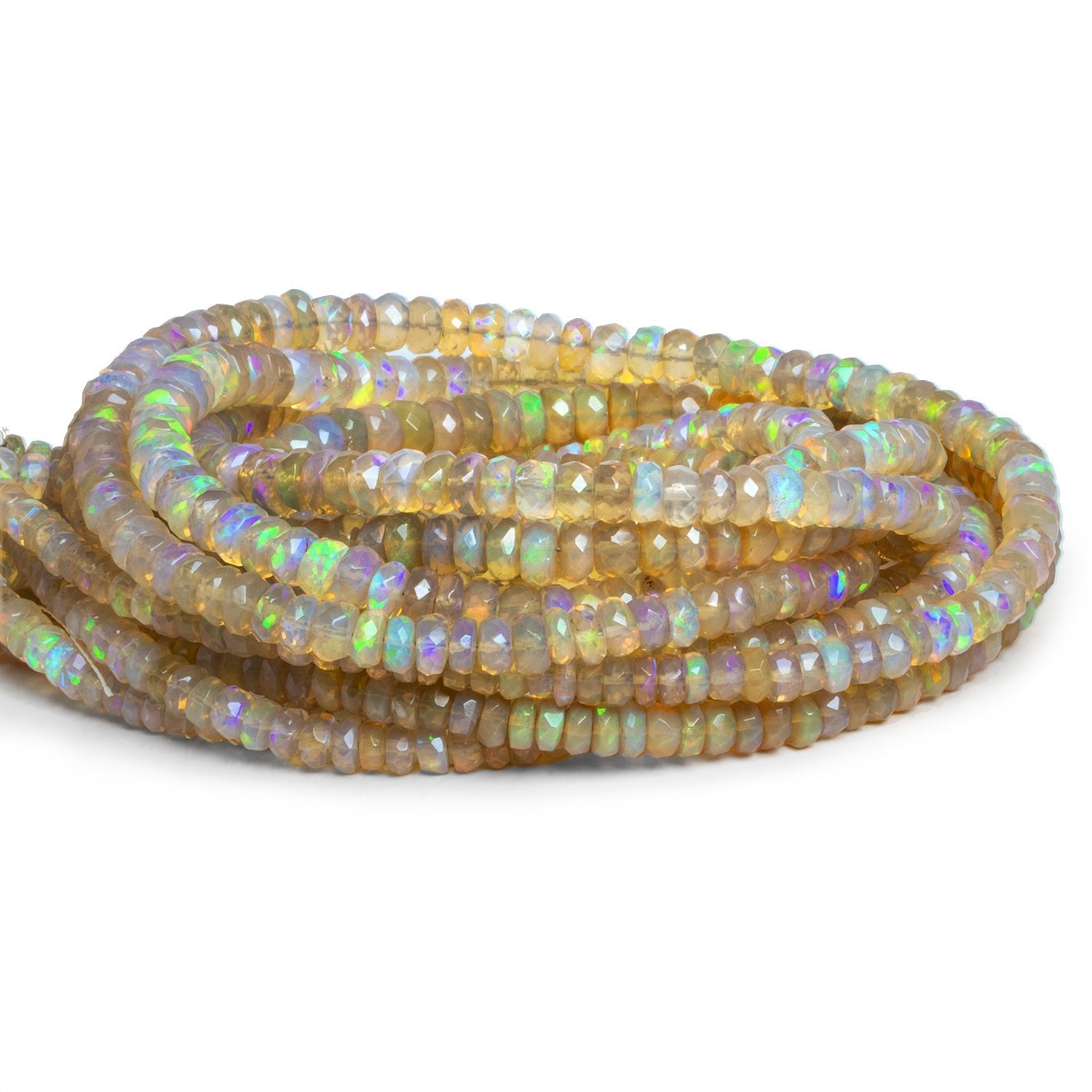 4-5mm Ethiopian Opal Faceted Rondelles 16 inch 150 beads A Grade - The Bead Traders
