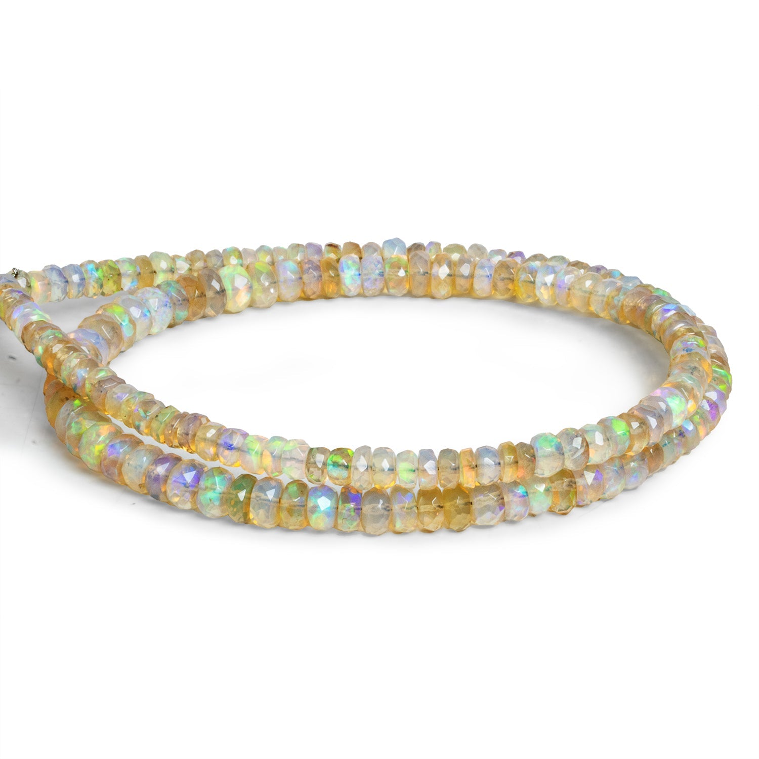 4-5mm Ethiopian Opal Faceted Rondelles 16 inch 150 beads A Grade - The Bead Traders