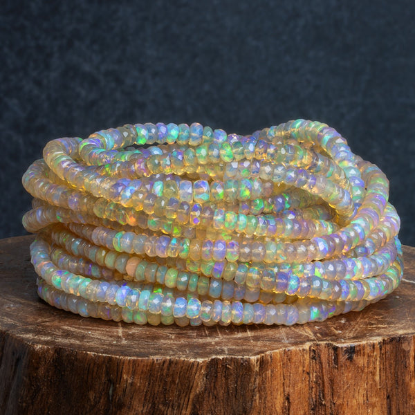 4-7mm Ethiopian Opal Faceted Rondelles 16 inch 150 beads A Grade