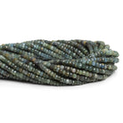 4 - 5mm Green Grey Sapphire Faceted Rondelles 16 inch 120 beads - The Bead Traders