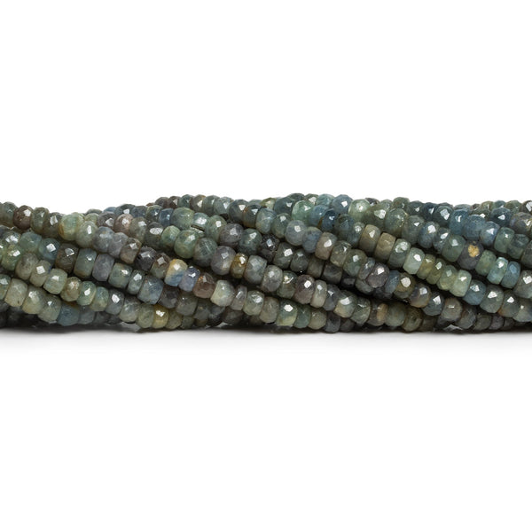 4-5mm Green Grey Sapphire Faceted Rondelles 16 inch 120 beads