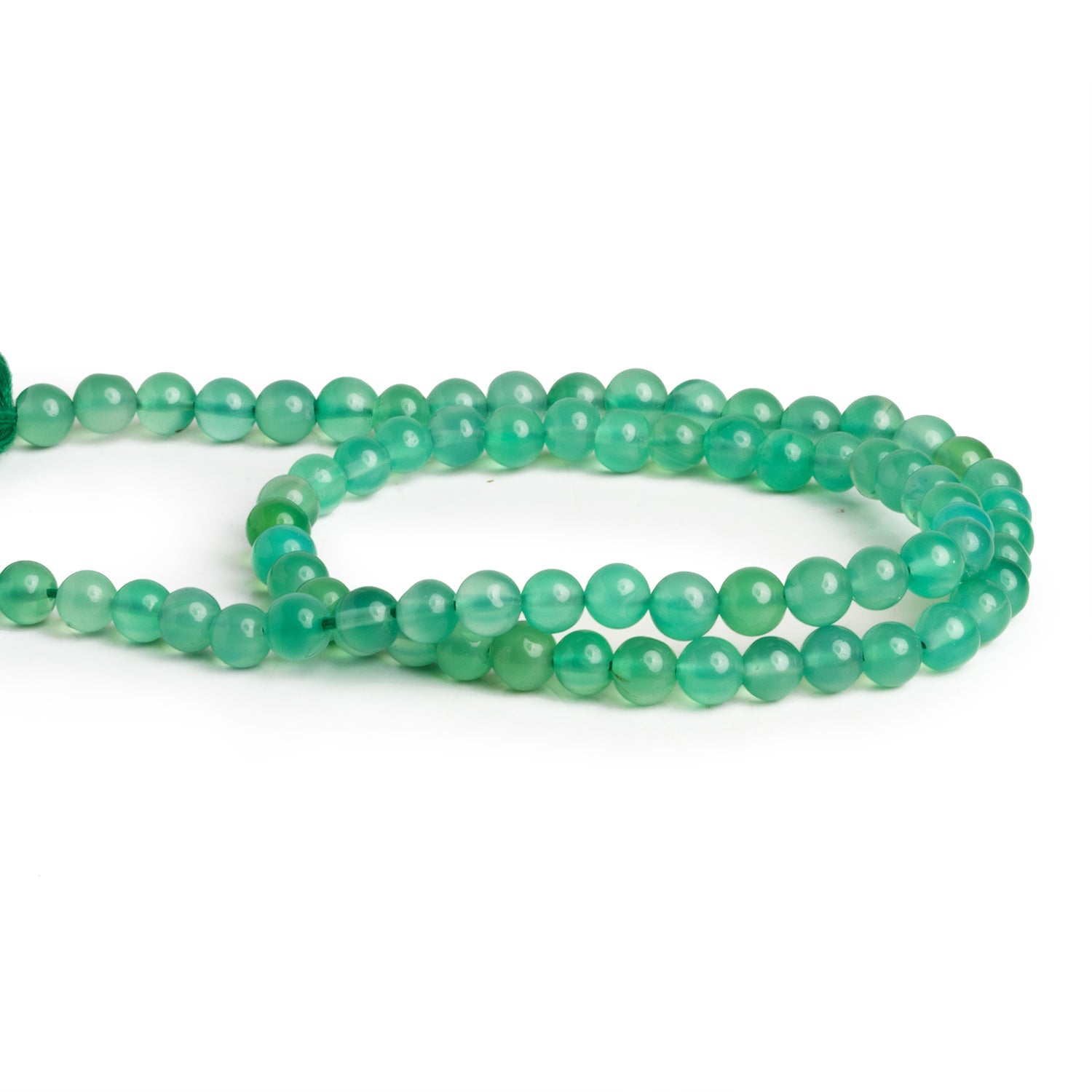 4 - 5mm Green Onyx Handcut Rounds 12 inch 65 beads - The Bead Traders