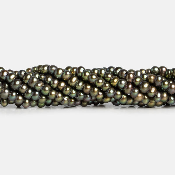 4-5mm Irish Green Off Round Large Hole Pearls 15 inch 120 Beads