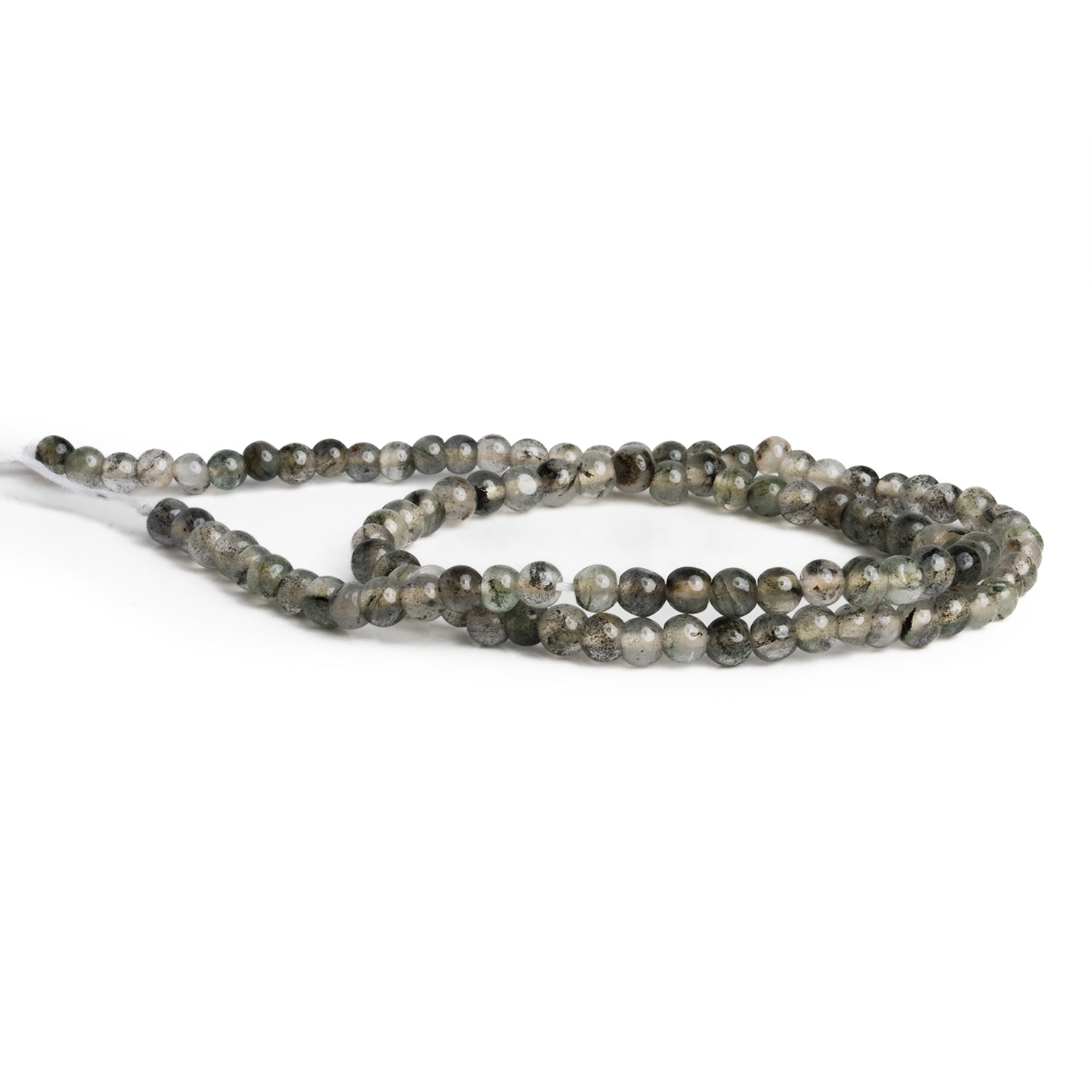 4 - 5mm Moss Quartz Handcut Rounds 12 inch 78 beads - The Bead Traders