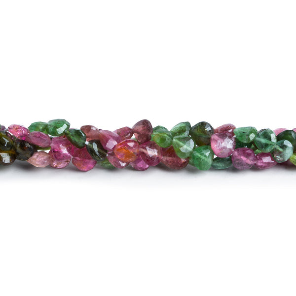 4-5mm Multicolor Tourmaline Faceted Hearts 12 inch 70 beads