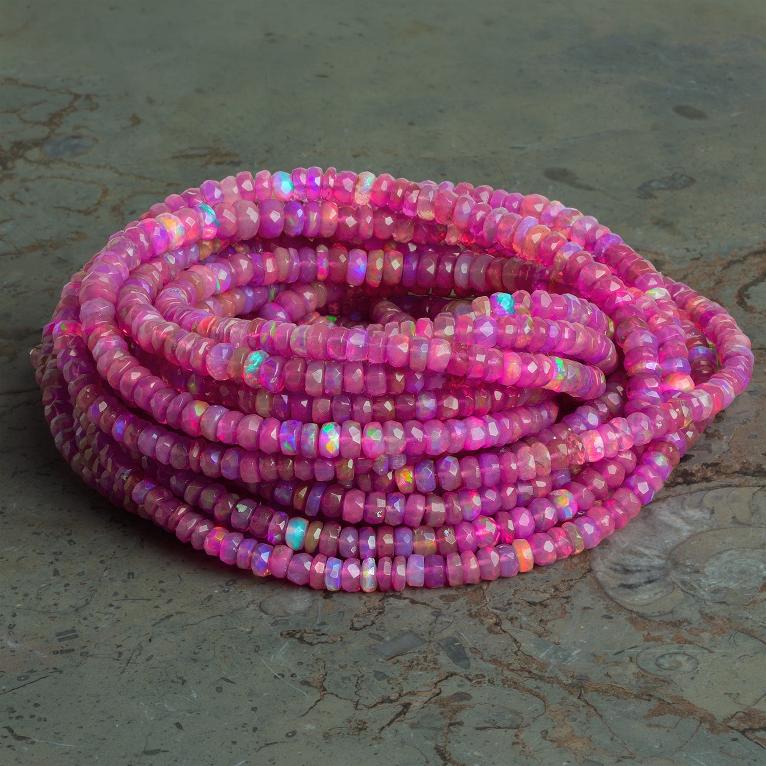 4 - 5mm Orchid Purple Ethiopian Opal Faceted Rondelles 16 inch 175 Beads AA - The Bead Traders