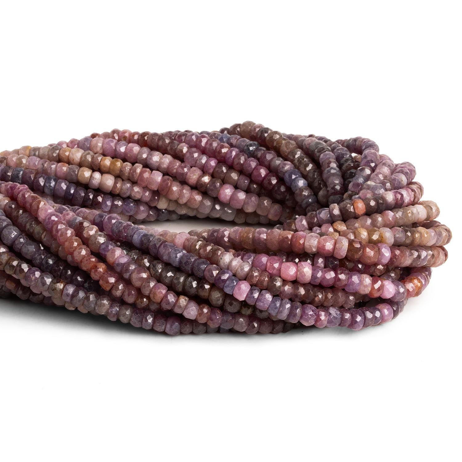 4 - 5mm Red Sapphire Faceted Rondelles 16 inch 120 beads - The Bead Traders