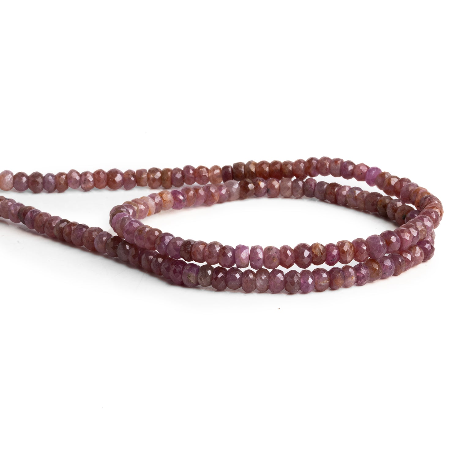 4 - 5mm Red Sapphire Faceted Rondelles 16 inch 120 beads - The Bead Traders