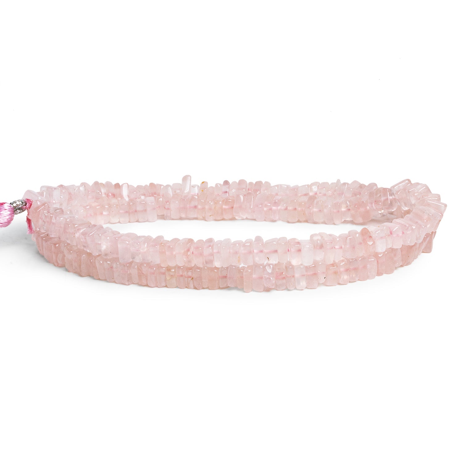 4-5mm Rose Quartz Square Heishi Beads 16 inch 200 pieces - The Bead Traders