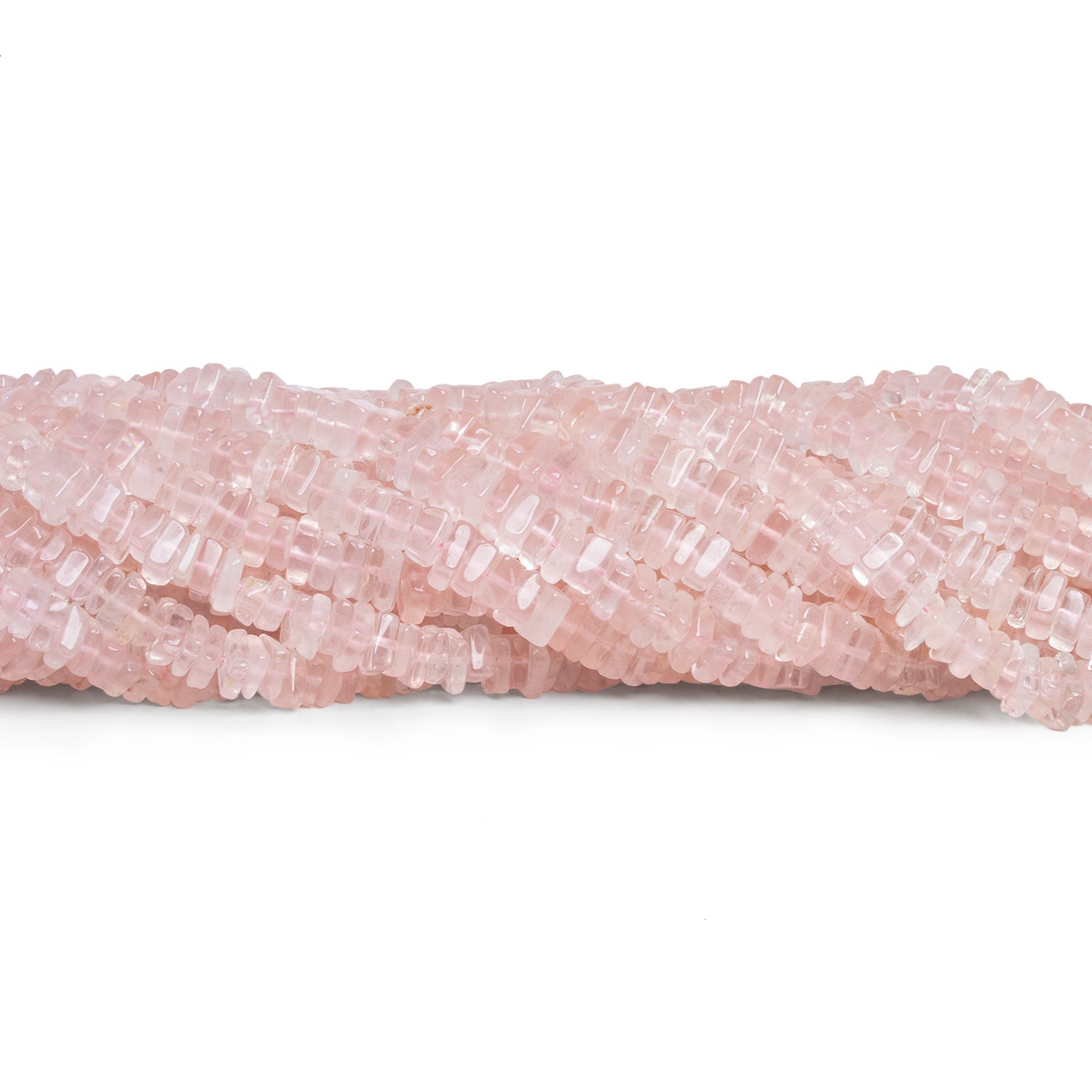4-5mm Rose Quartz Square Heishi Beads 16 inch 200 pieces - The Bead Traders