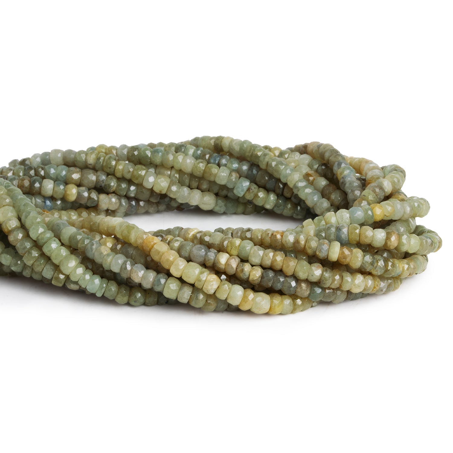 4 - 5mm Sapphire Faceted Rondelles 16 inch 130 beads - The Bead Traders
