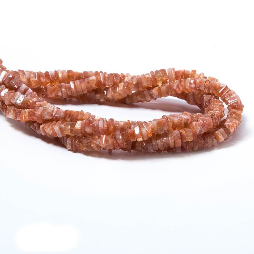 4 - 5mm Sunstone Square Heishis 14 inch 175 beads - The Bead Traders