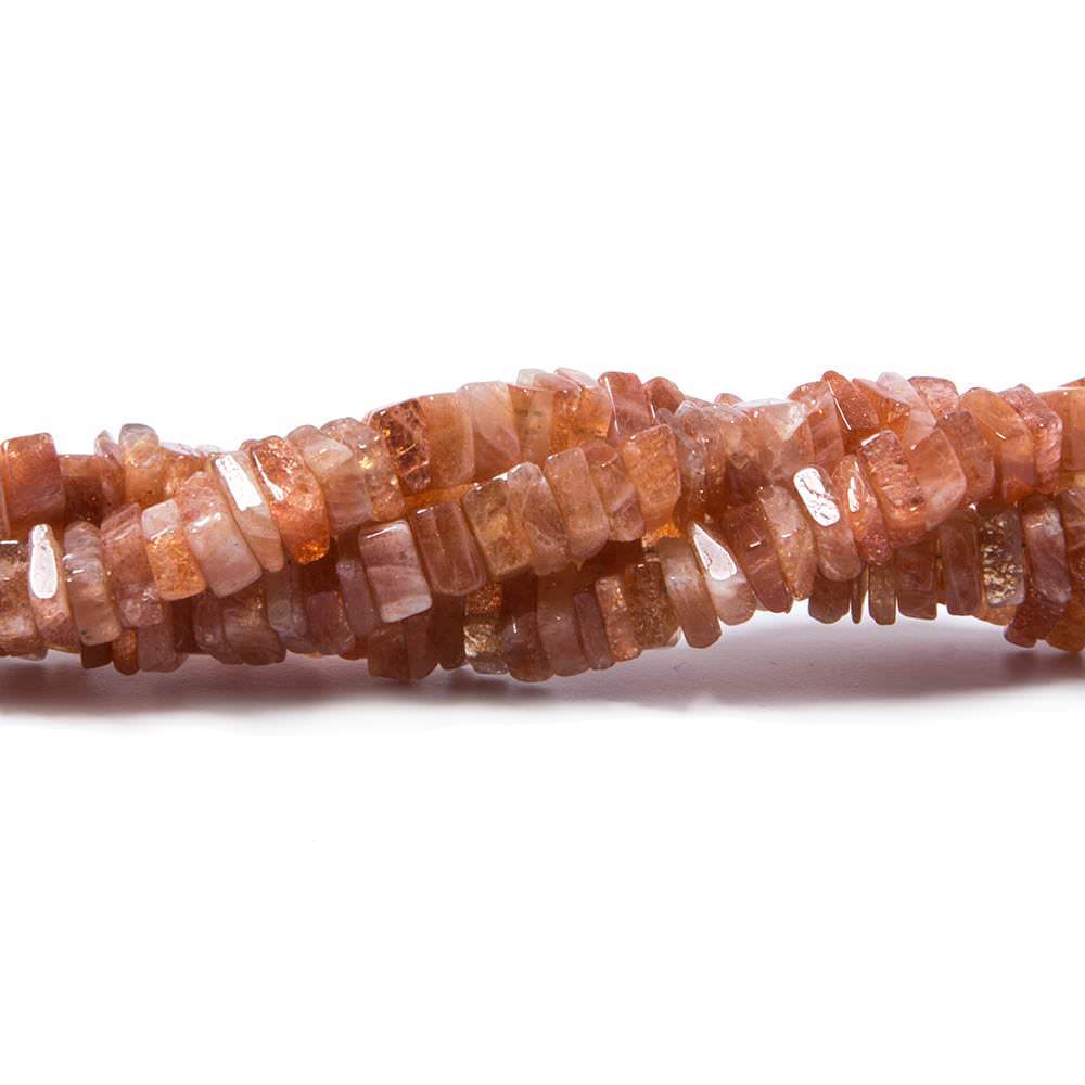4 - 5mm Sunstone Square Heishis 14 inch 175 beads - The Bead Traders