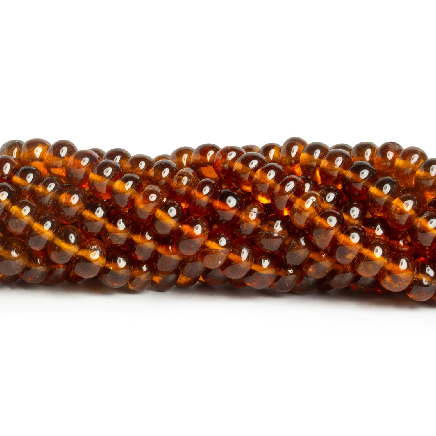 4 - 6.5mm Hessonite Garnet Plain Rondelles 15 inch 105 beads - The Bead Traders