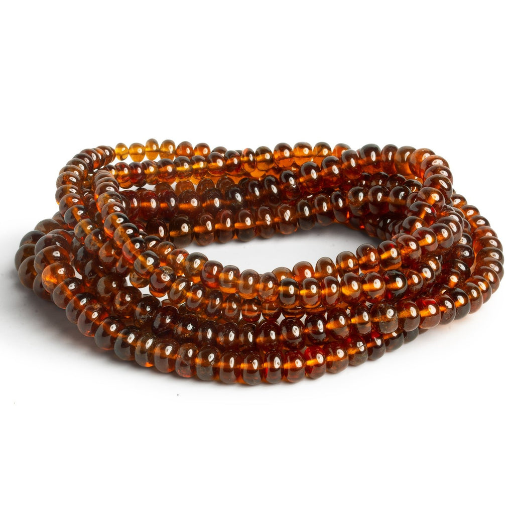 4 - 6.5mm Hessonite Garnet Plain Rondelles 15 inch 105 beads - The Bead Traders