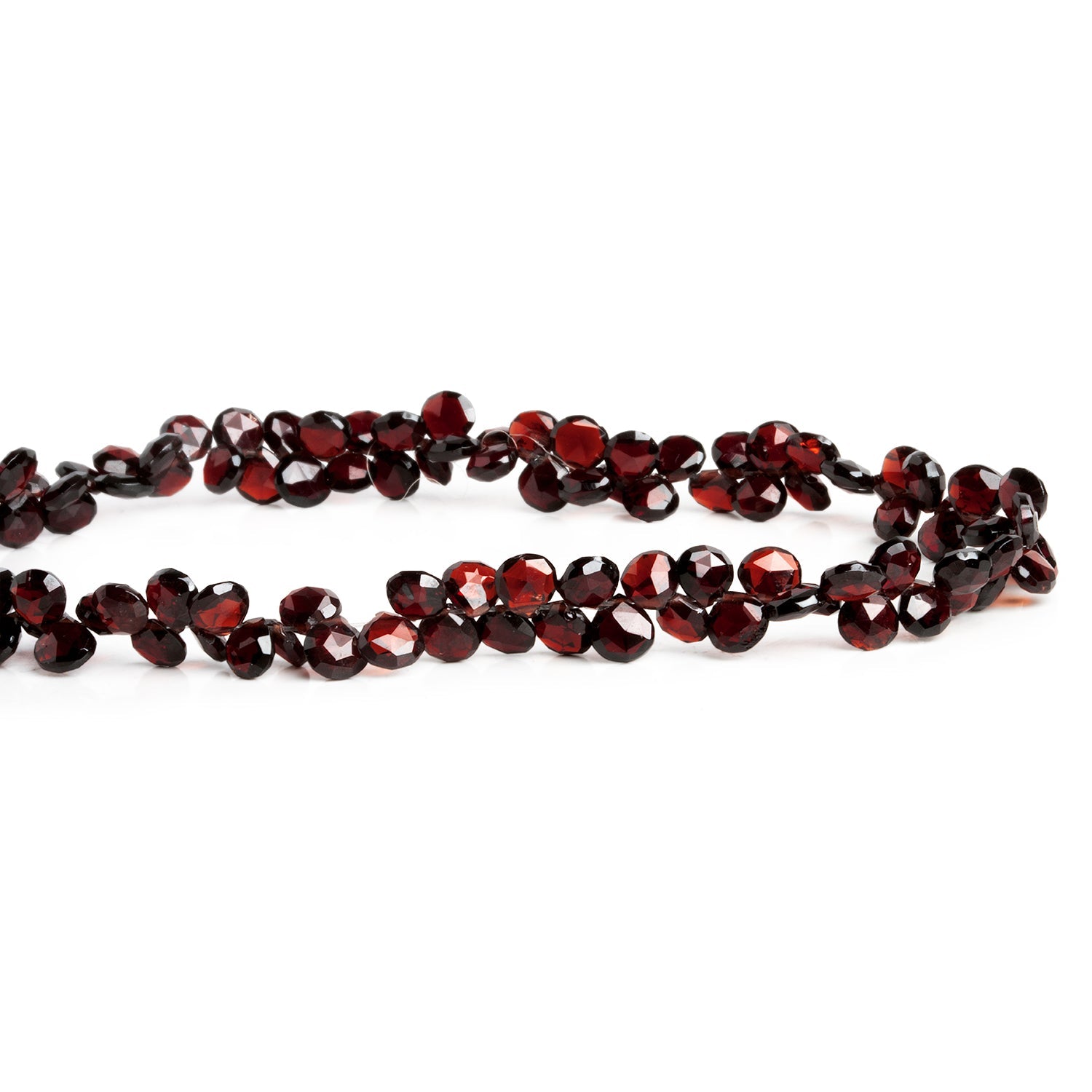 4 - 6mm Garnet Faceted Hearts 7.5 inch 50 beads - The Bead Traders