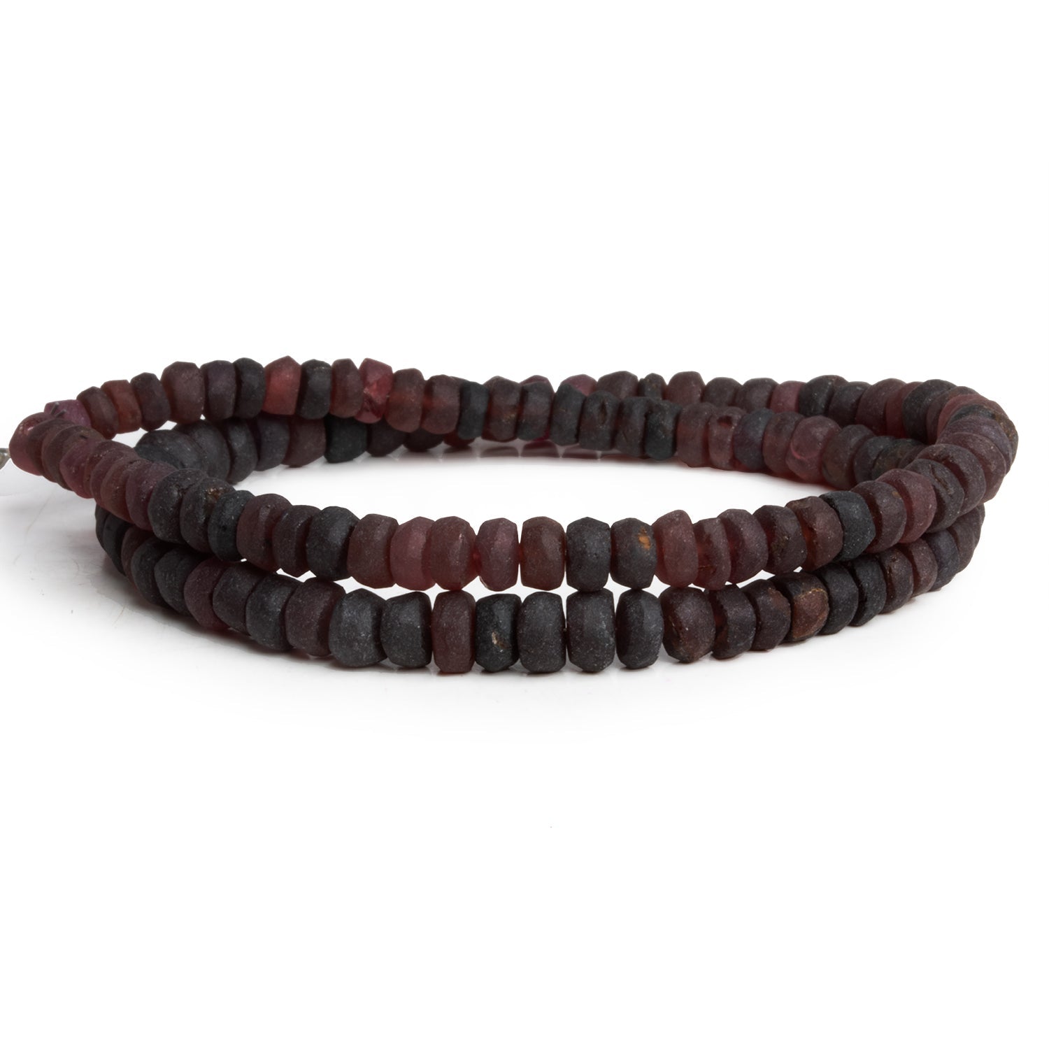 4 - 6mm Matte Garnet Plain Rondelles 14 inch 110 beads - The Bead Traders