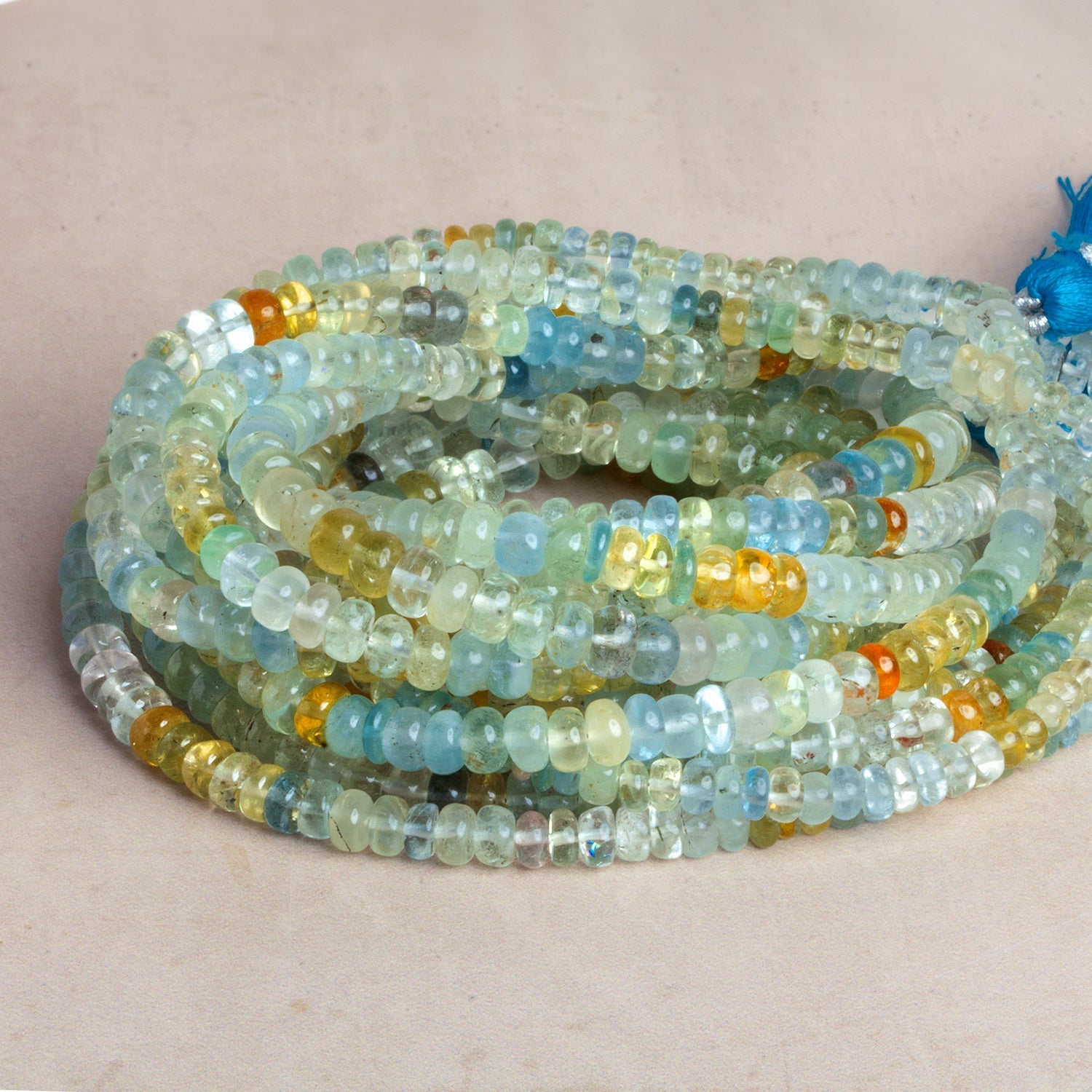 4 - 6mm Multi Beryl Plain Rondelles 16 inch 120 beads - The Bead Traders