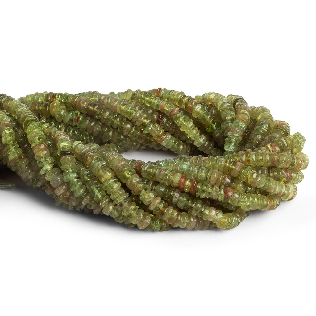 4 - 6mm Natural Apatite Plain Rondelles 14 inch 140 beads - The Bead Traders