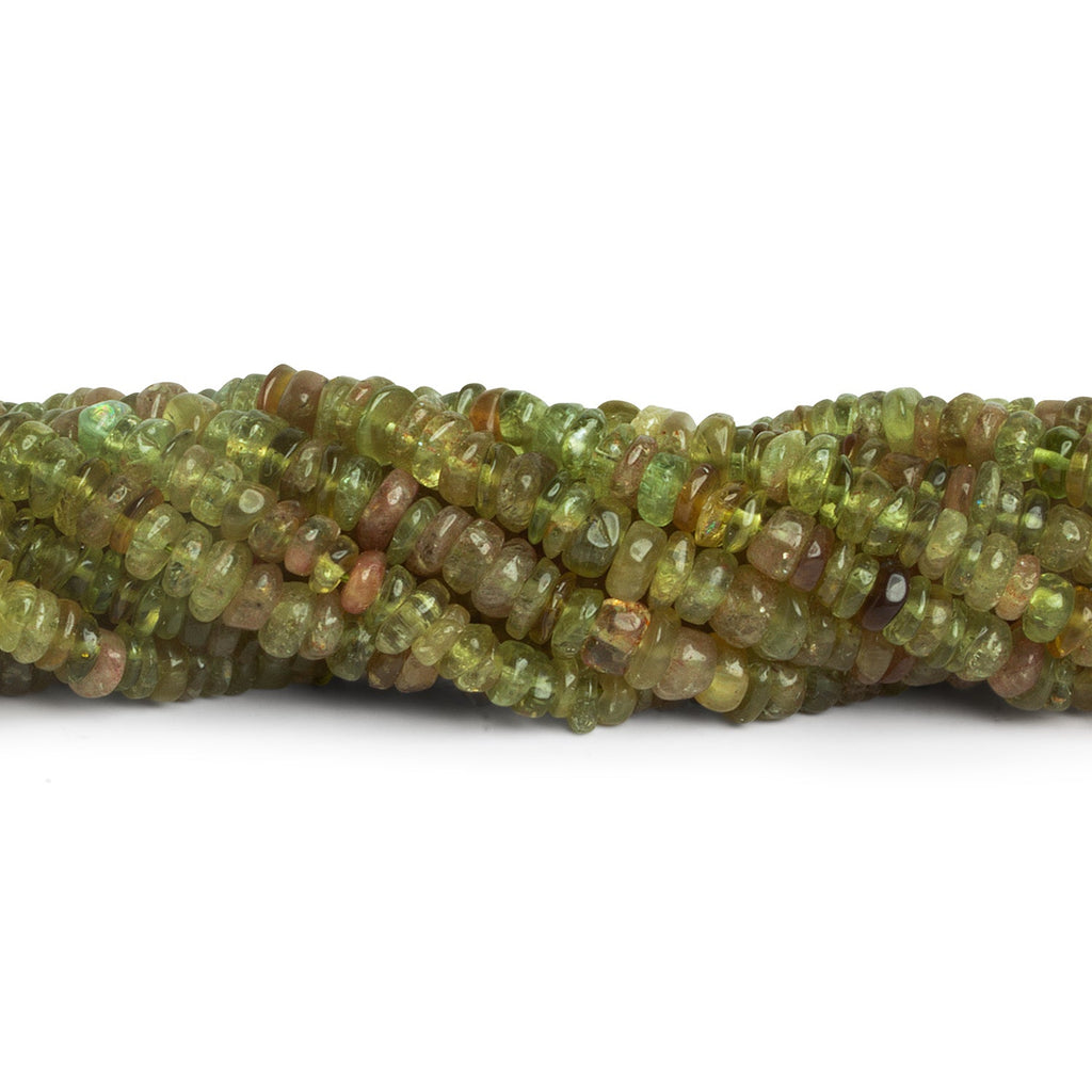 4 - 6mm Natural Apatite Plain Rondelles 14 inch 140 beads - The Bead Traders