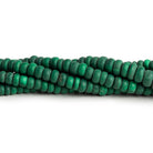 4-7mm Matte Malachite Plain Rondelles 8 inch 65 beads - The Bead Traders