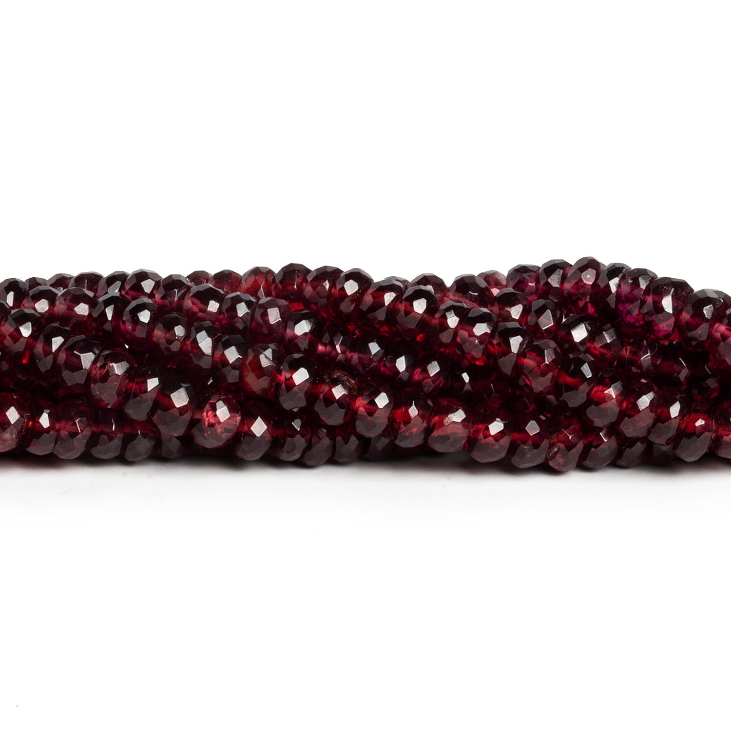 4 - 7mm Mozambique Garnet Faceted Rondelles 16 inch 140 beads - The Bead Traders