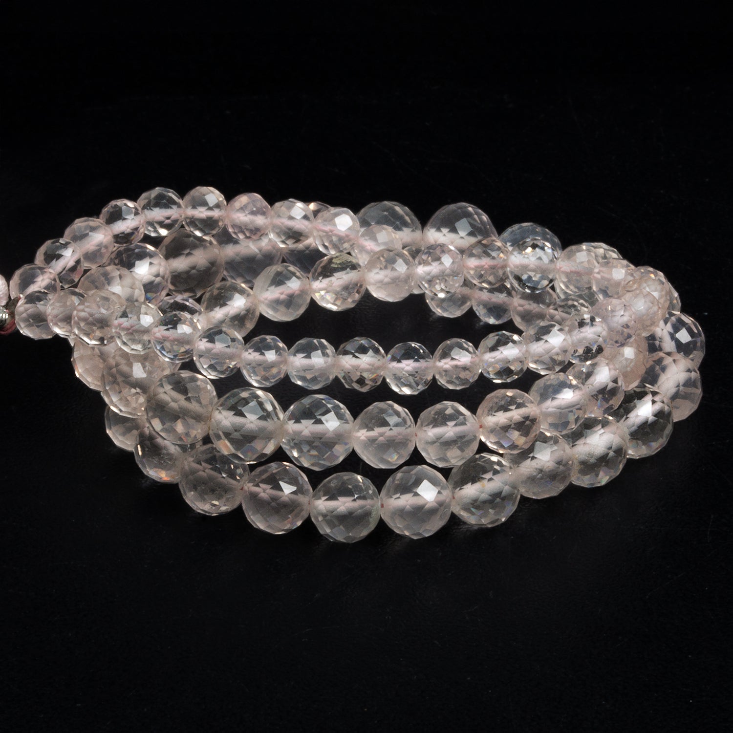 4 - 7mm Rose Quartz Faceted Rounds 16 inch 80 beads - The Bead Traders