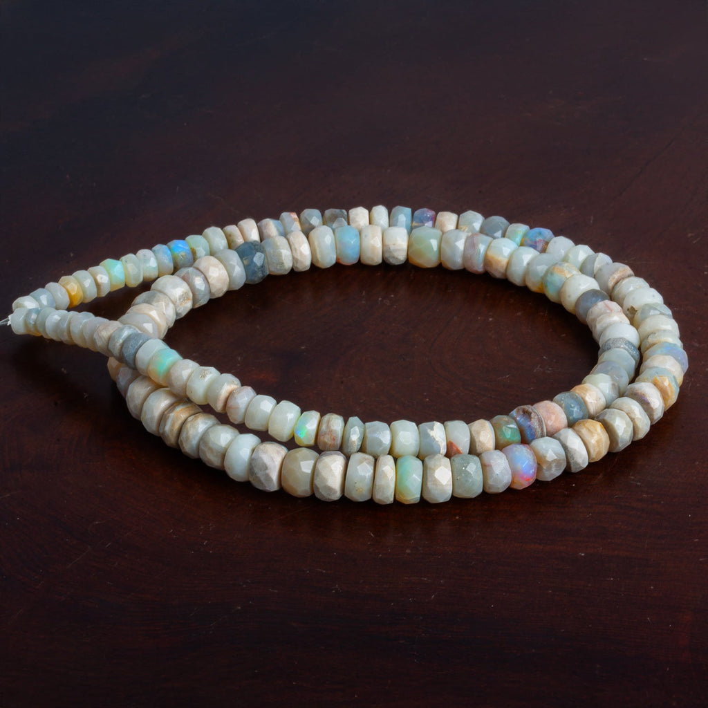 4 - 8mm Australian Opal Faceted Rondelles 16 inch 120 beads - The Bead Traders