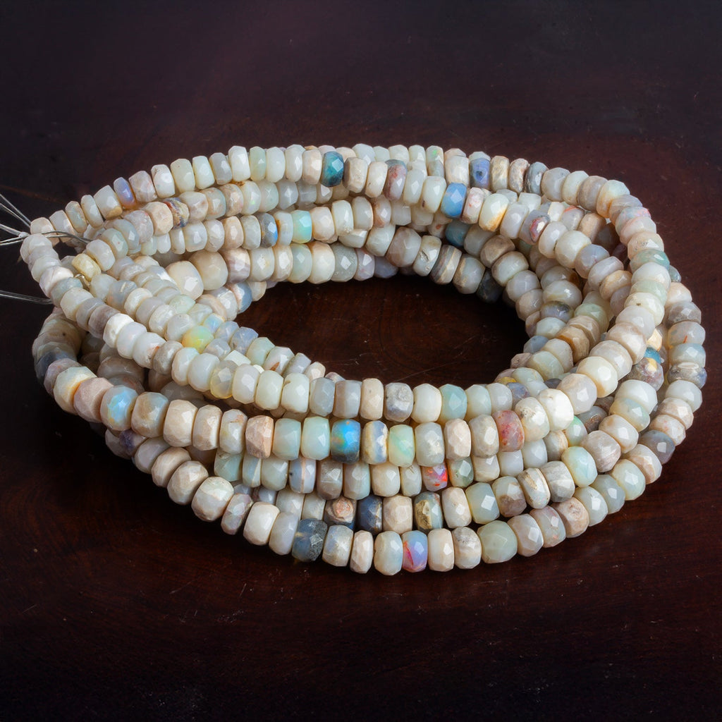 4 - 8mm Australian Opal Faceted Rondelles 16 inch 120 beads - The Bead Traders