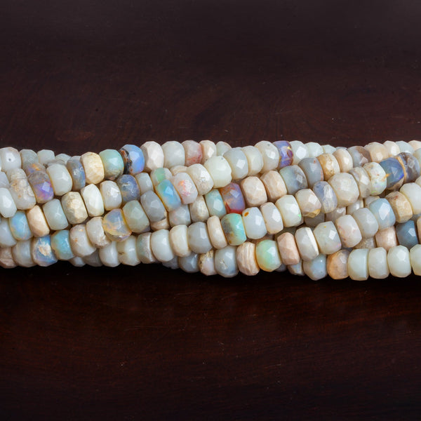 4-8mm Australian Opal Faceted Rondelles 16 inch 120 beads