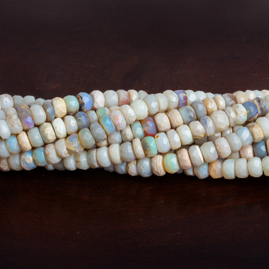 4 - 8mm Australian Opal Faceted Rondelles 16 inch 120 beads - The Bead Traders