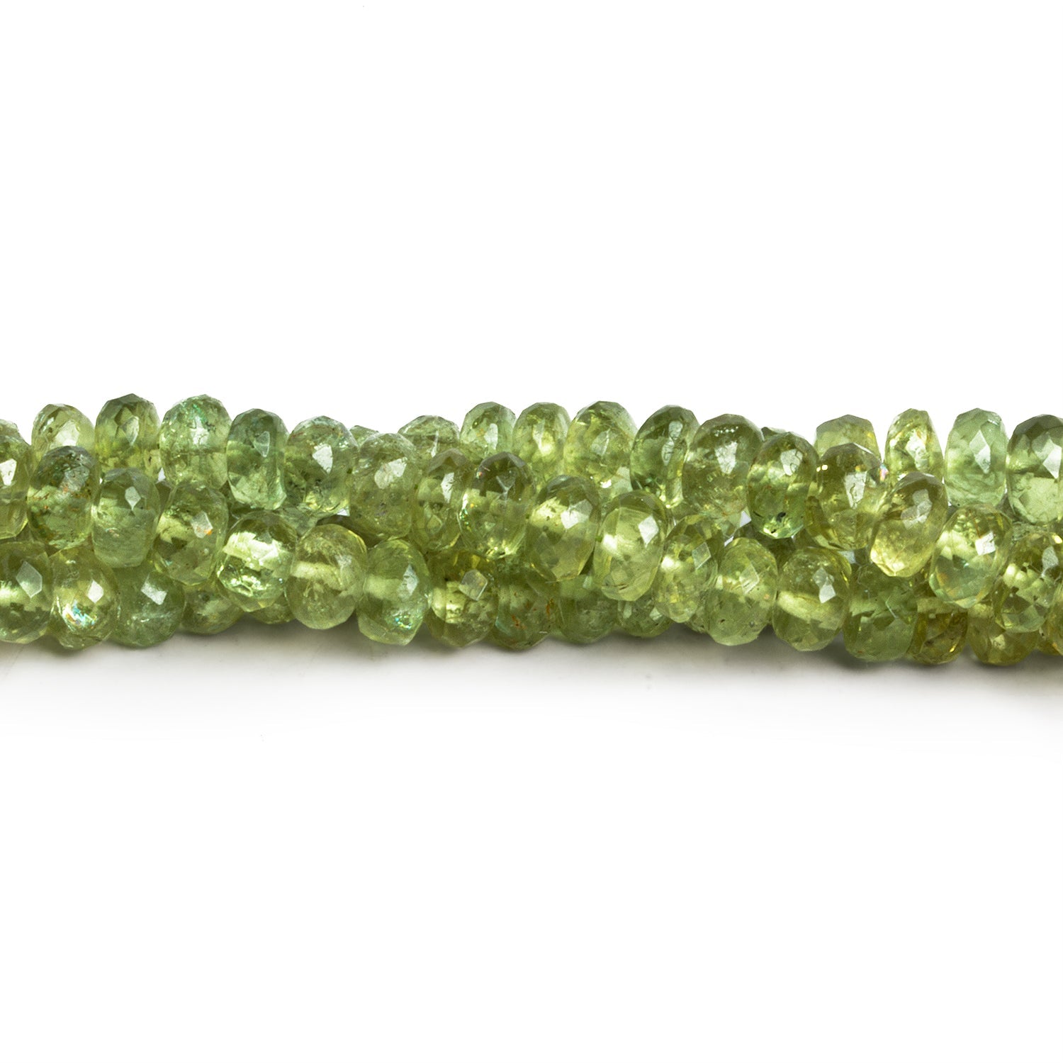 4 - 8mm Green Apatite Faceted Rondelles 19 inch 135 beads - The Bead Traders