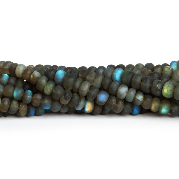 4-8mm Matte Labradorite Plain Rondelles 14 inch 85 beads