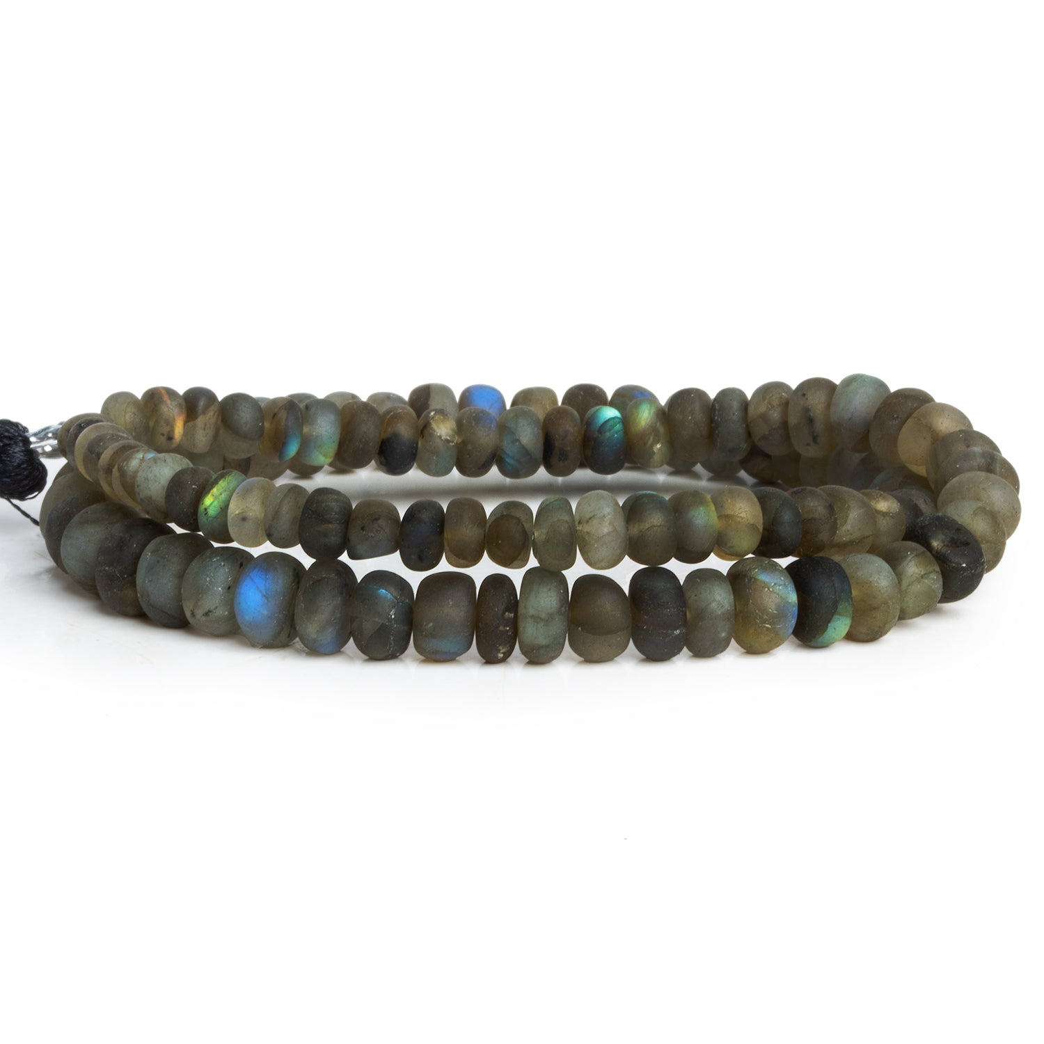 4 - 8mm Matte Labradorite Plain Rondelles 14 inch 85 beads - The Bead Traders
