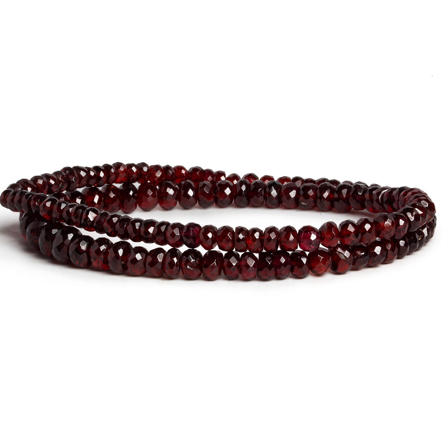 4 - 8mm Mozambique Garnet Faceted Rondelles 16 inch 120 beads - The Bead Traders