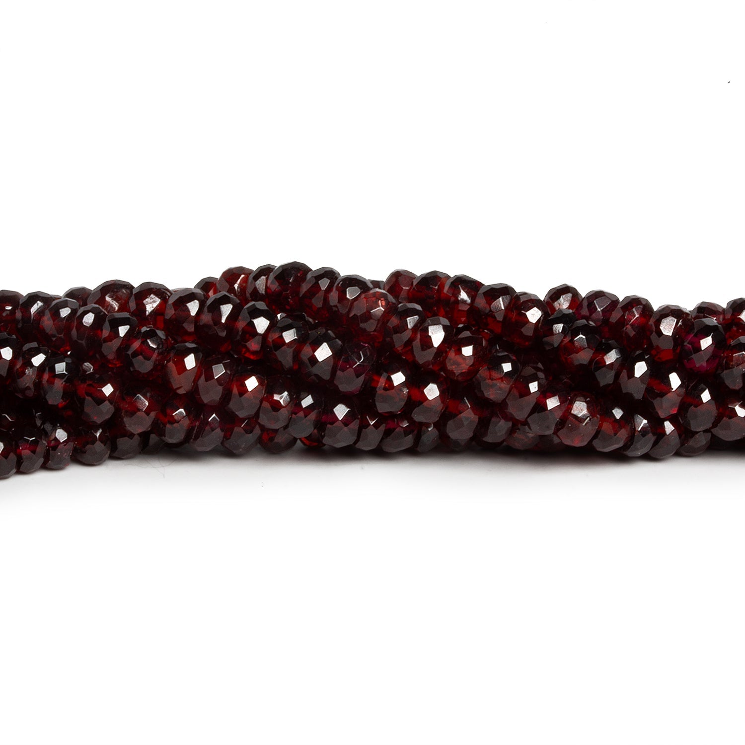4 - 8mm Mozambique Garnet Faceted Rondelles 16 inch 120 beads - The Bead Traders