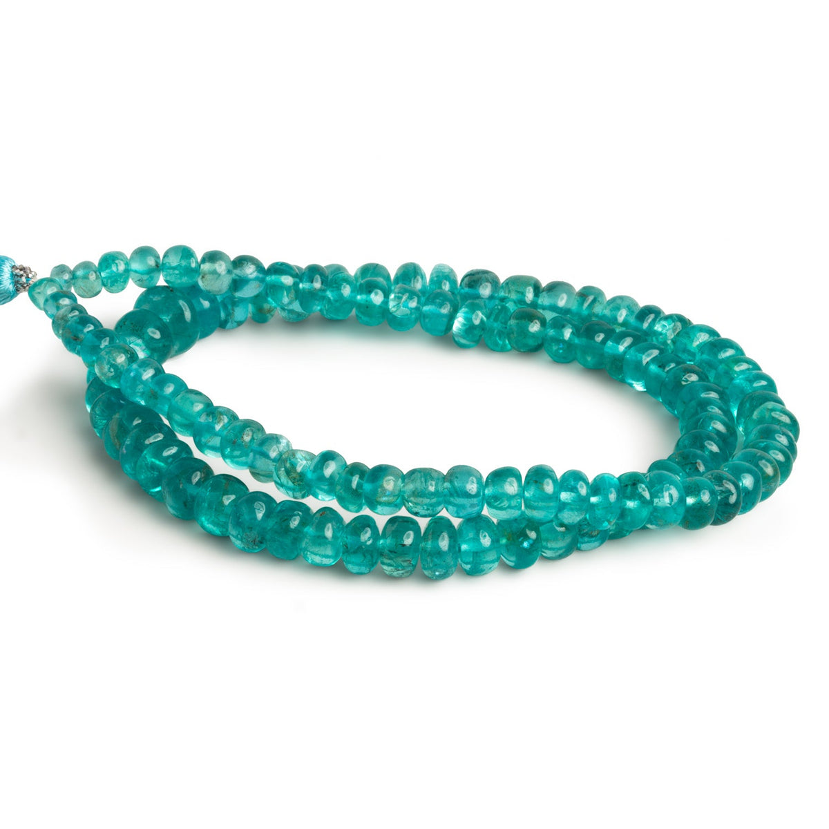 4-8mm Pool Blue Apatite Plain Rondelles 16 inch 95 beads - The Bead Traders