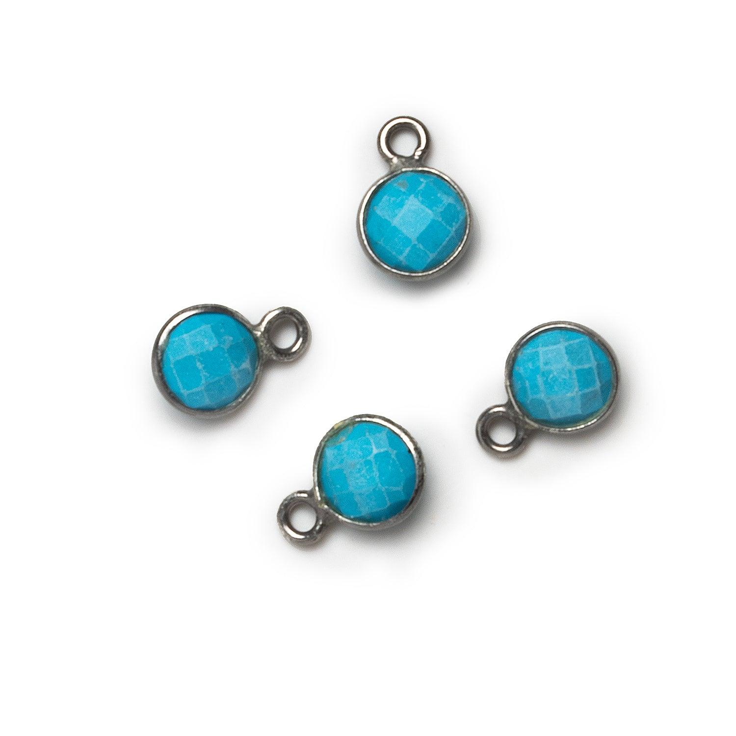 7mm Black Gold Bezeled Howlite Coin Pendants Set of 4 pieces - The Bead Traders