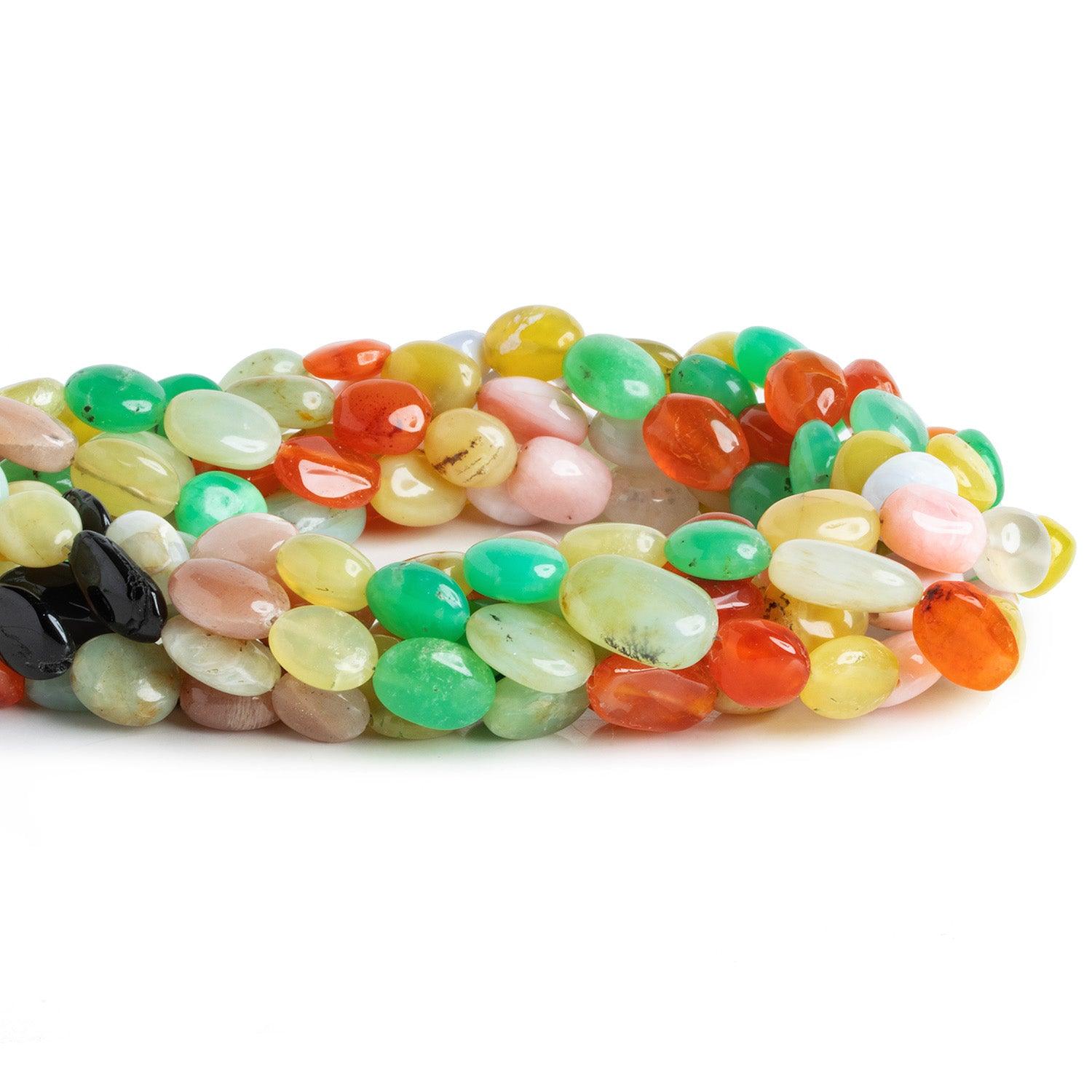 10x7mm-12x10mm Multi Gemstone Plain Ovals 17 inch 40 pieces - The Bead Traders