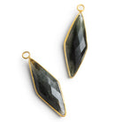 40x13mm Vermeil Bezeled Black Moss Quartz Kite Pendant 1 Bead - The Bead Traders