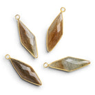 40x13mm Vermeil Bezeled Golden Moss Quartz Kite Pendant 1 Bead - The Bead Traders