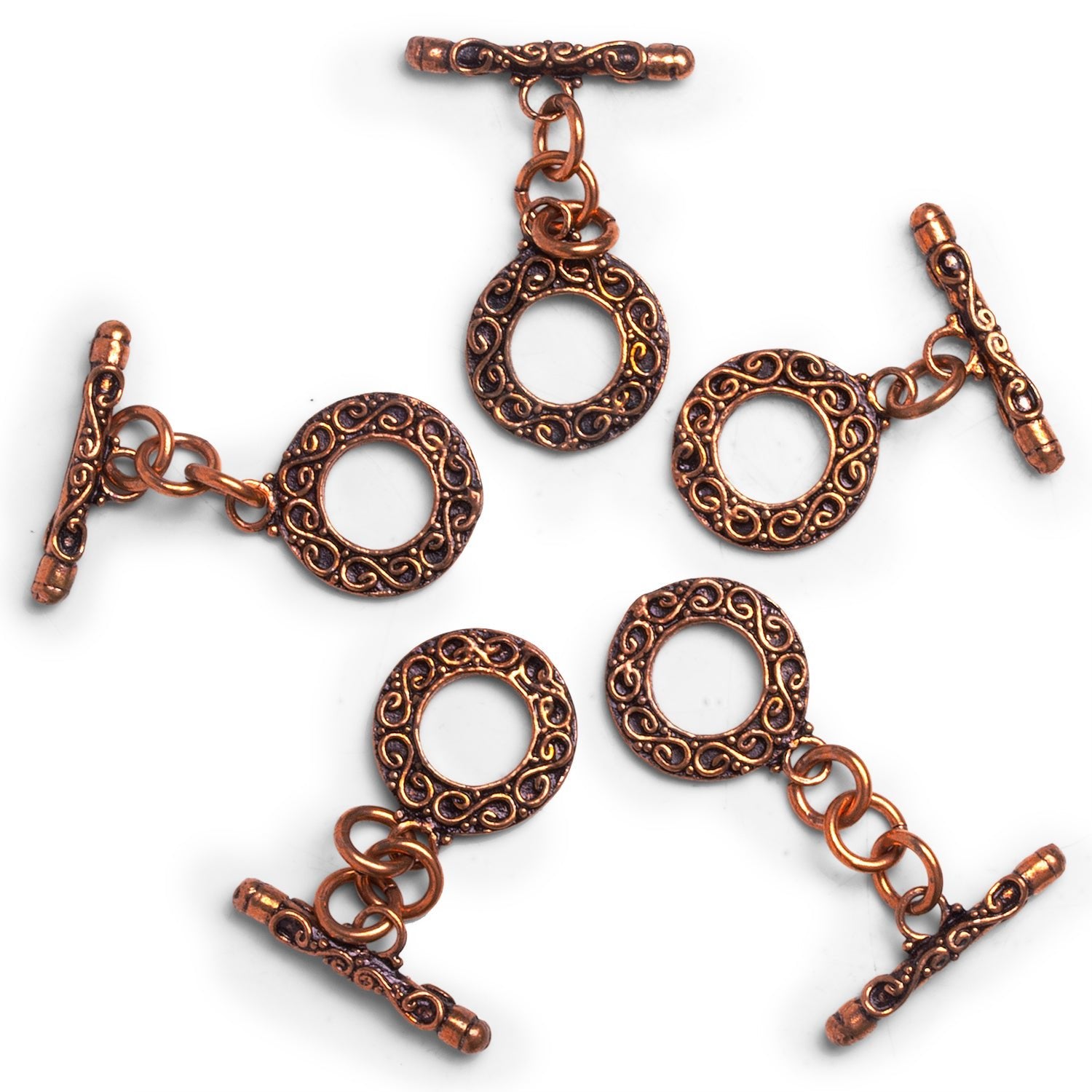 40x17mm Copper Decorated Ring Toggle 1 Bead - The Bead Traders