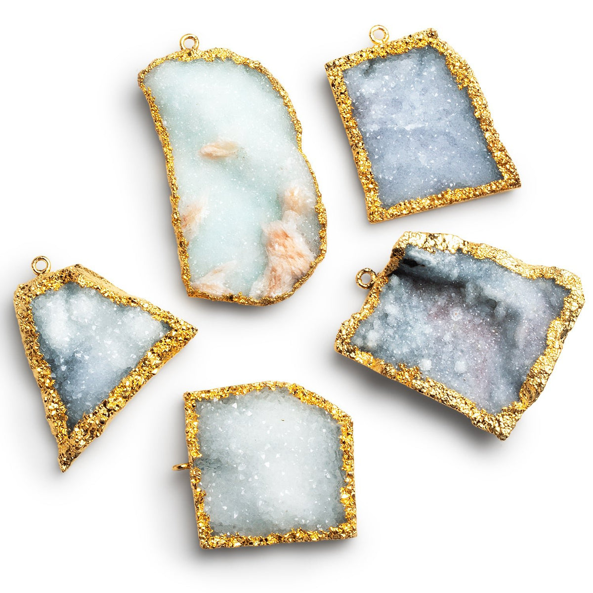 40x30mm Gold Leafed Drusy Pendant 1 Bead - The Bead Traders