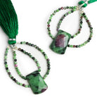 40x35mm Ruby in Zoisite Double - Drilled Fancy Focal Beads 1 Piece - The Bead Traders