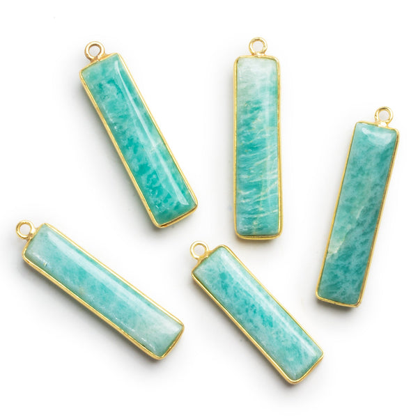 40x9mm Vermeil Bezeled Amazonite Bar Pendant 1 Bead