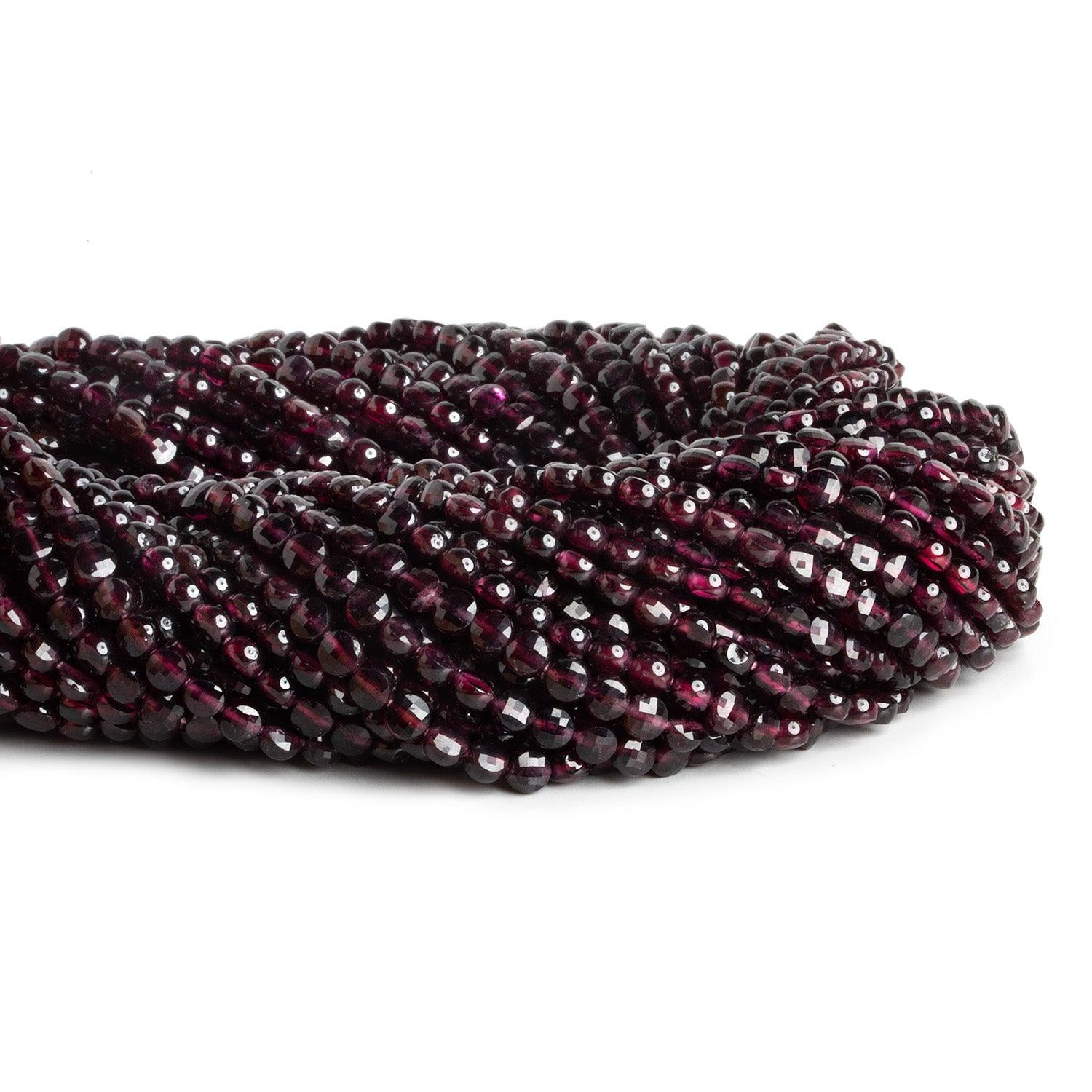 4mm Garnet checkerboard calibrated faceted coins 12 inch 85 pieces - The Bead Traders
