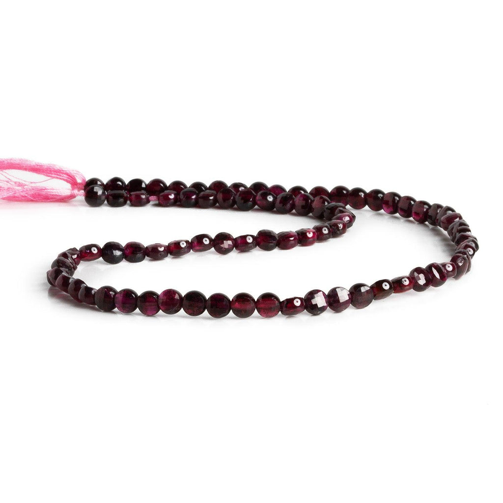 4mm Garnet checkerboard calibrated faceted coins 12 inch 85 pieces - The Bead Traders
