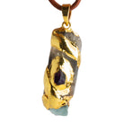 41x14mm Double Leafed Quartz with Garnet & Aquamarine Pendant 1 Bead - The Bead Traders